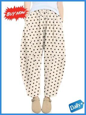 Corduroy Baggy Harem Pants Wide Leg Elastic Waist Pockets